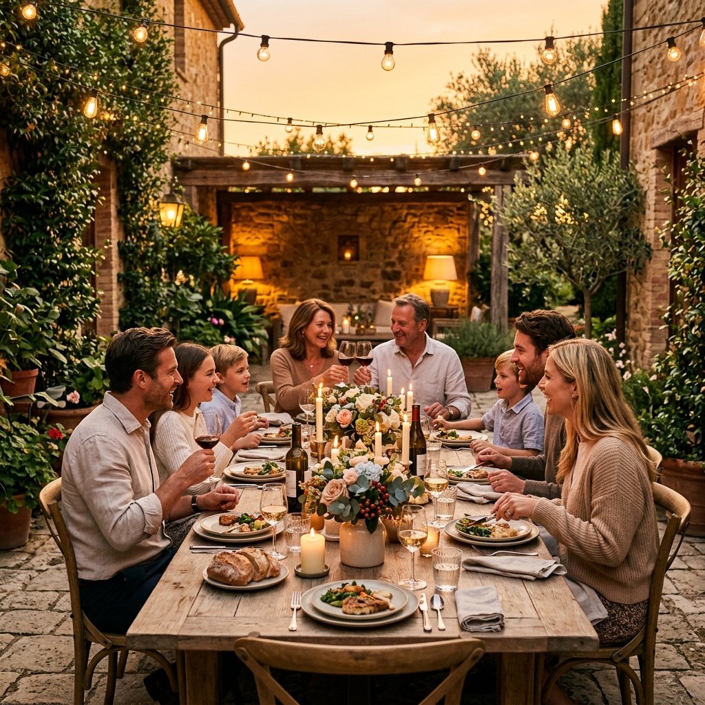 Private home gathering dinner table
